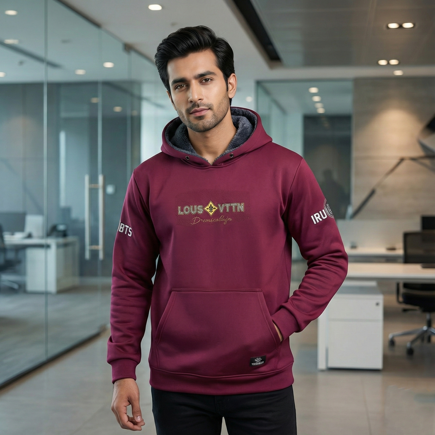 Men’s Maroon Hoodie – Comfortable & Stylish Winter Casual Wear