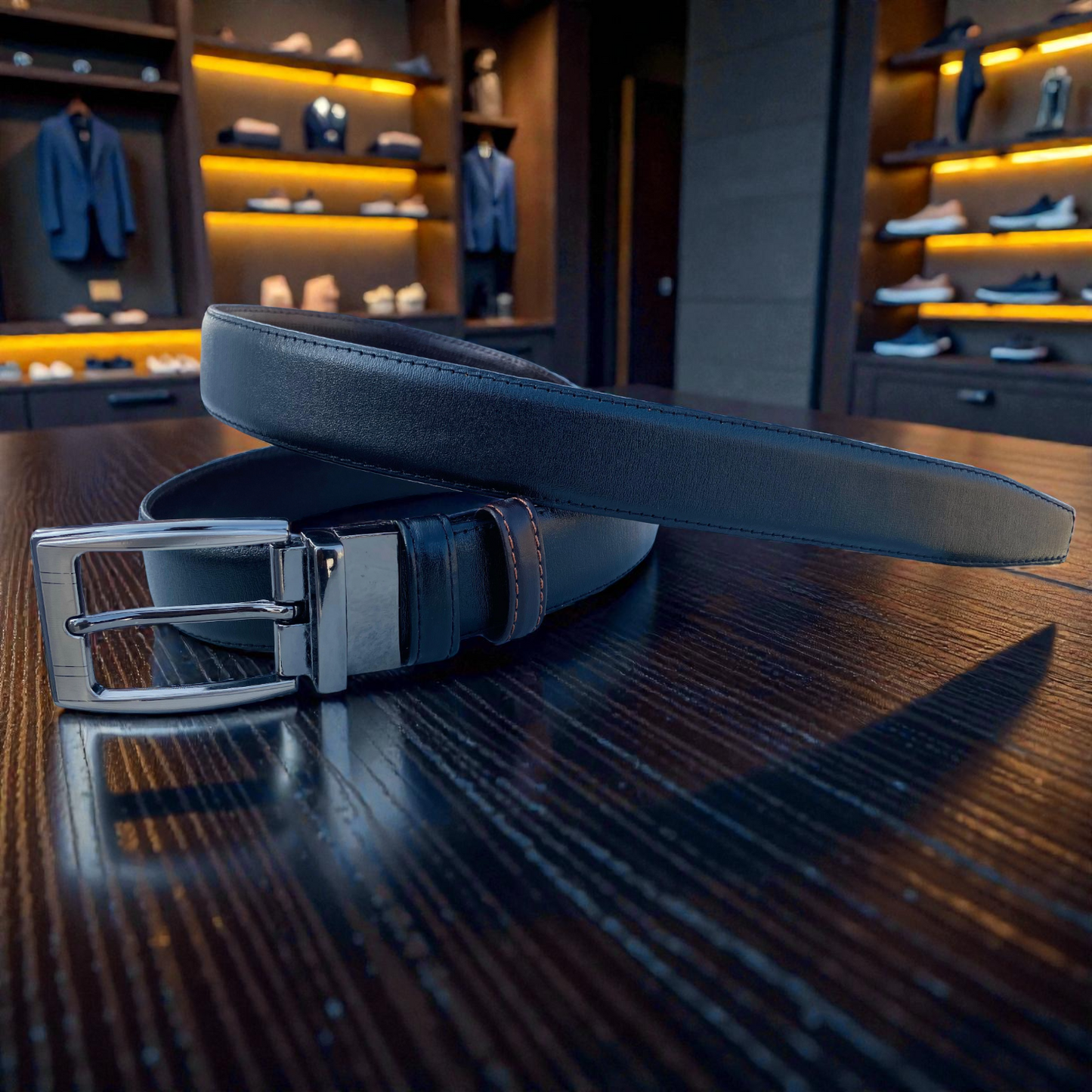 2-in-1 Reversible Leather Belt – Black & Brown