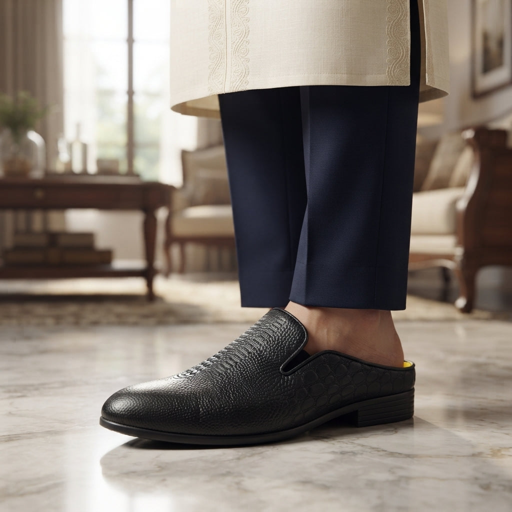 তুর্কি INSPIRED BLACK অক্সফোর্ড Luxury Men’s Half Shoe