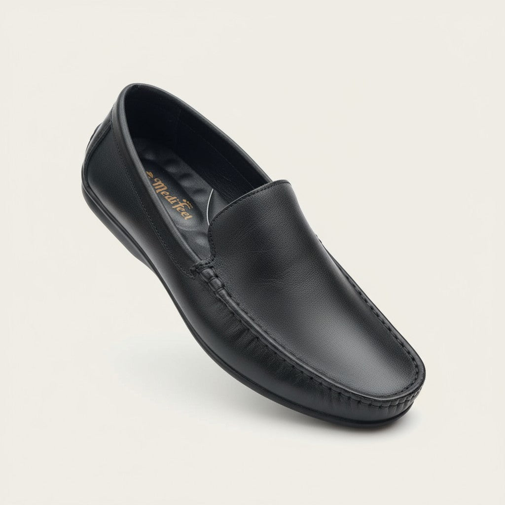 জেনুইন লেদার 102 Classic Black Loafers – Premium Doctor insole Comfort Edition