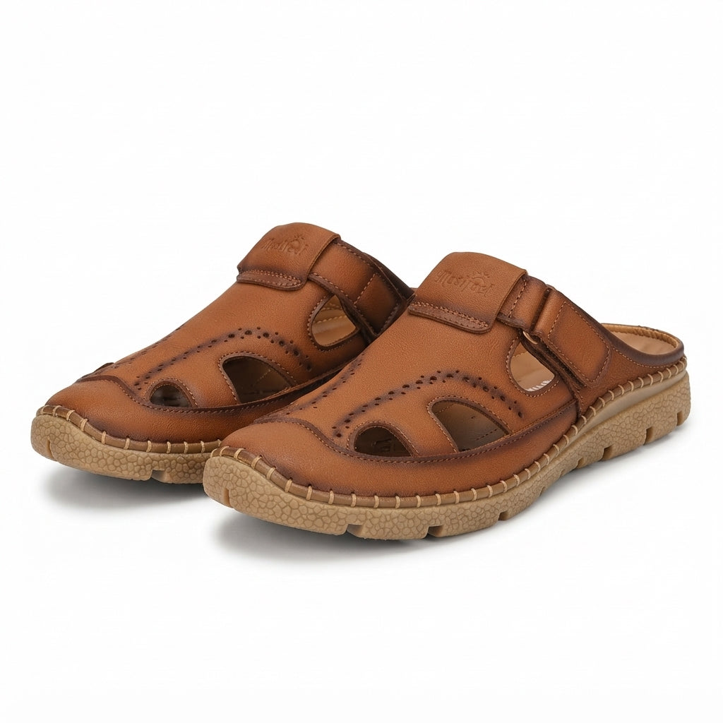 Men's Brown Leather Half Shoe |  Casual Comfort Slip-On Shoes - 110