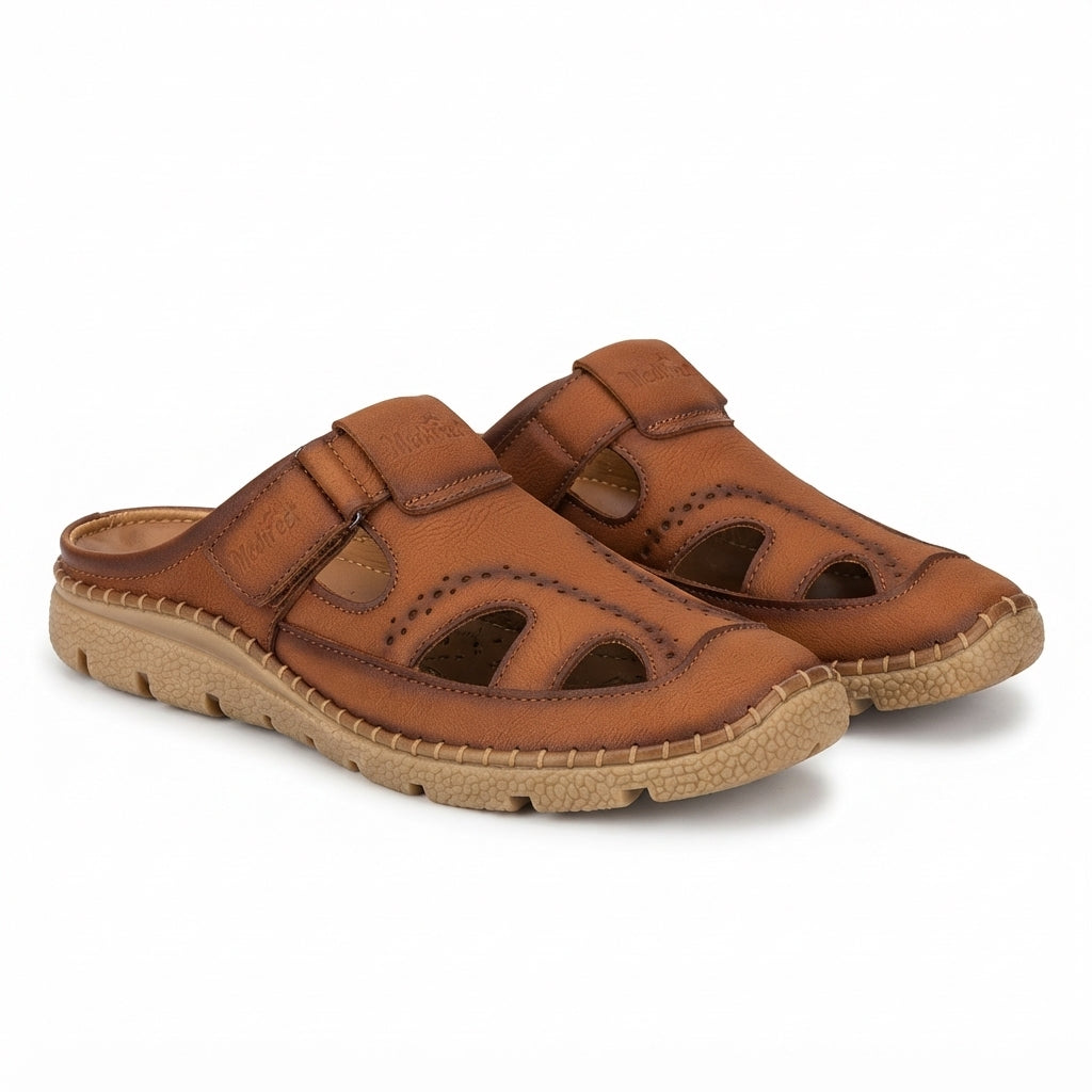 Men's Brown Leather Half Shoe |  Casual Comfort Slip-On Shoes - 110