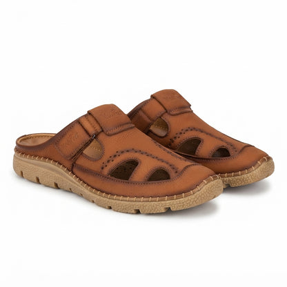 Men's Brown Leather Half Shoe |  Casual Comfort Slip-On Shoes - 110