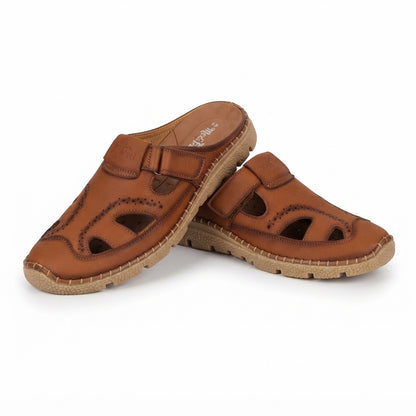 Men's Brown Leather Half Shoe |  Casual Comfort Slip-On Shoes - 110