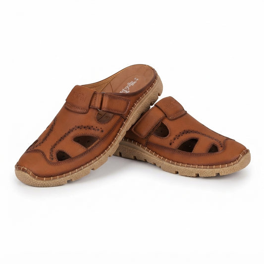 Men's Brown Leather Half Shoe |  Casual Comfort Slip-On Shoes - 110
