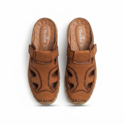 Men's Brown Leather Half Shoe |  Casual Comfort Slip-On Shoes - 110