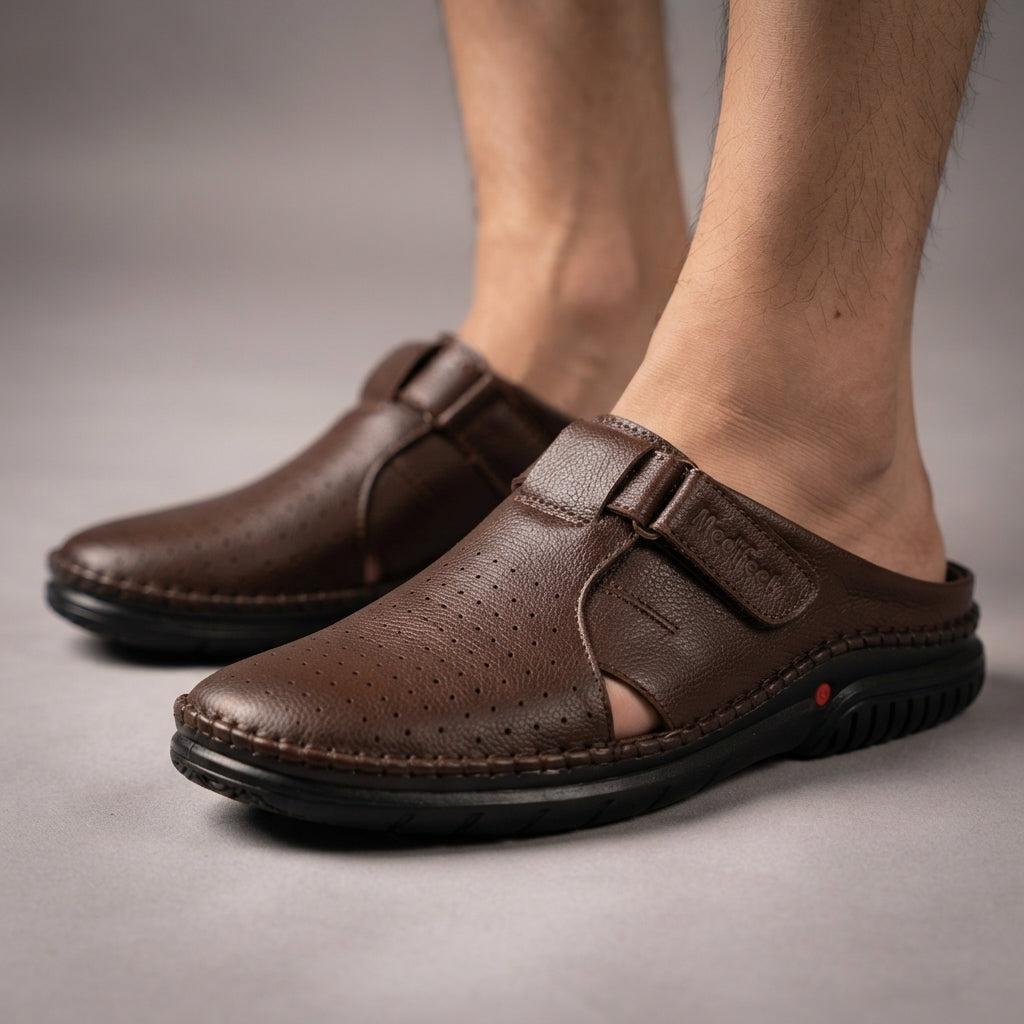Men's Chocolate Leather Slip-On Loafer | Comfort Casual Shoes-111
