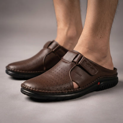 Men's Chocolate Leather Slip-On Loafer | Comfort Casual Shoes-111