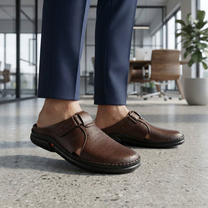 Men's Chocolate Leather Slip-On Loafer | Comfort Casual Shoes-111