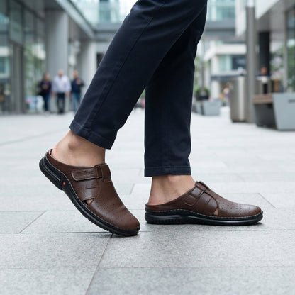 Men's Chocolate Leather Slip-On Loafer | Comfort Casual Shoes-111