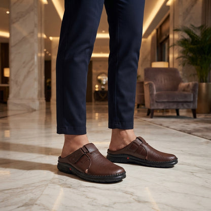 Men's Chocolate Leather Slip-On Loafer | Comfort Casual Shoes-111