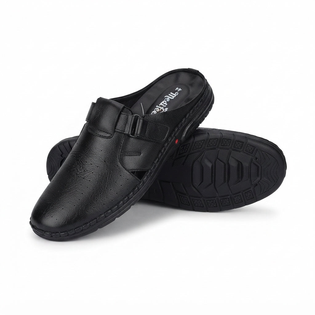 Men's Black Leather Slip-On Loafer | Comfort Casual Shoes-111