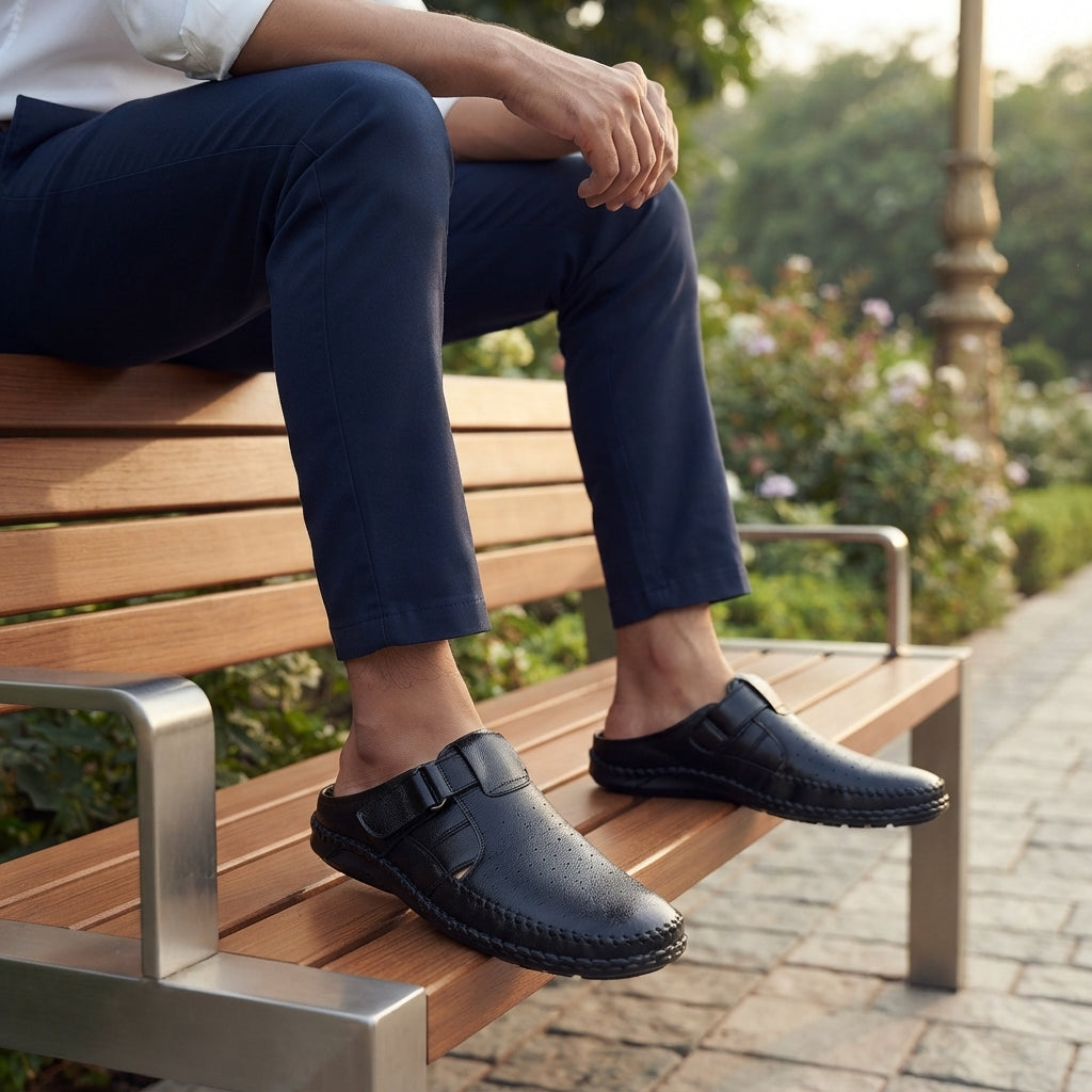 Men's Black Leather Slip-On Loafer | Comfort Casual Shoes-111