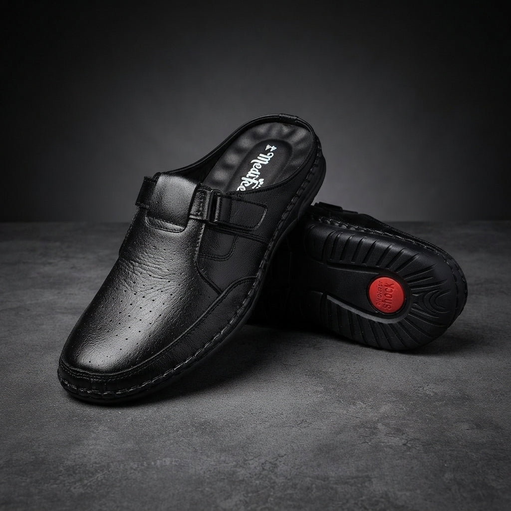 Men's Black Leather Slip-On Loafer | Comfort Casual Shoes-111