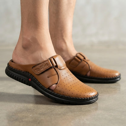 Men's Brown Leather Slip-On Loafer | Comfort Casual Shoes-111