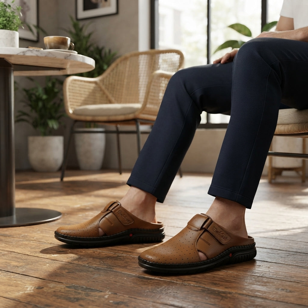 Men's Brown Leather Slip-On Loafer | Comfort Casual Shoes-111