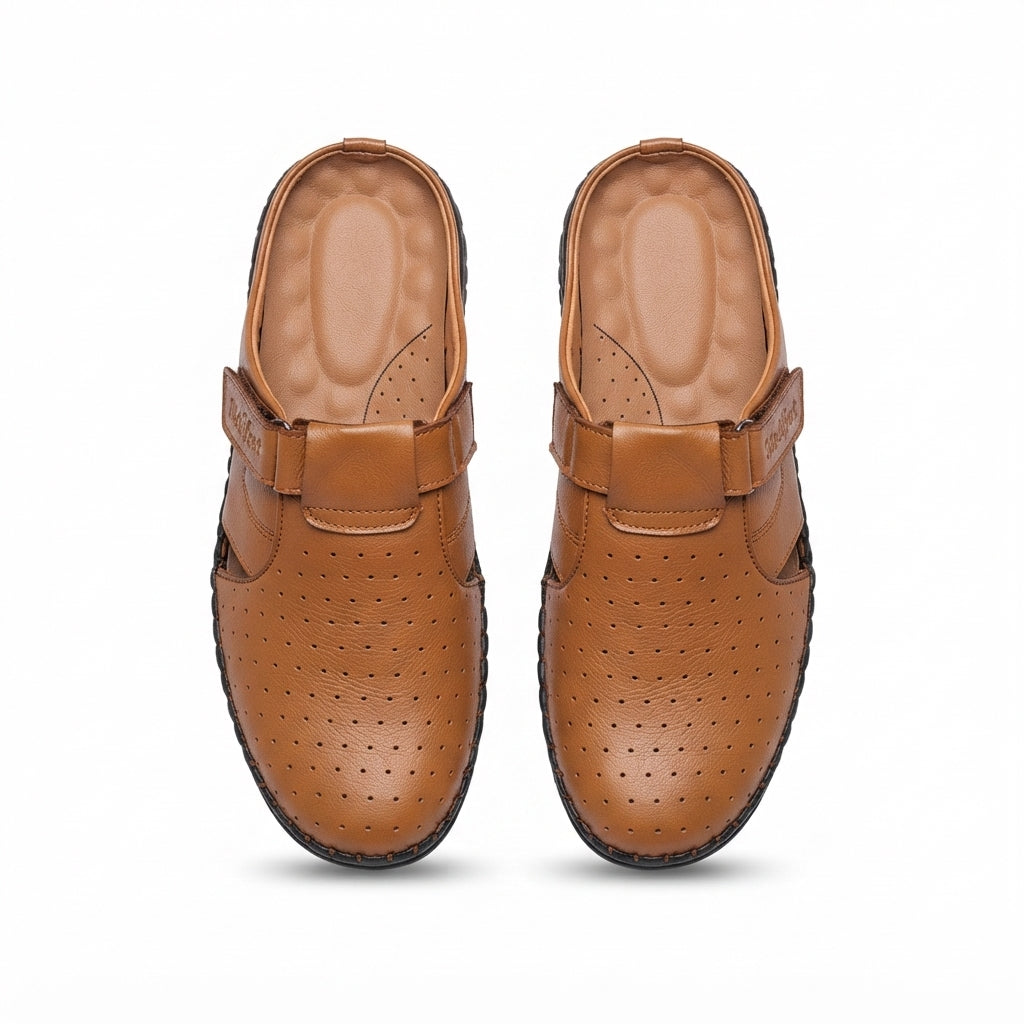 Men's Brown Leather Slip-On Loafer | Comfort Casual Shoes-111