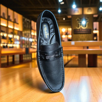 জেনুইন লেদার 101 Ornament Black Loafers – Premium Doctor Insole Comfort Edition