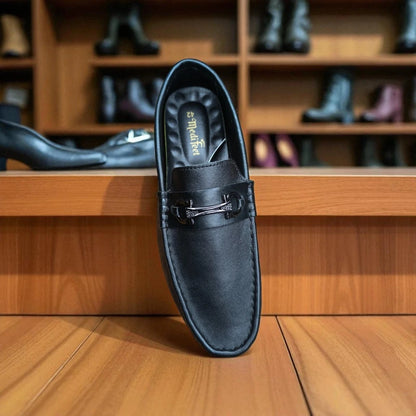 জেনুইন লেদার 101 Ornament Black Loafers – Premium Doctor Insole Comfort Edition