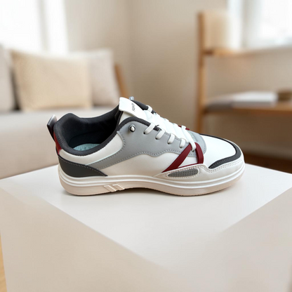 Men’s Premium White Grey Casual Sneakers with Red Accent – 323 Gray