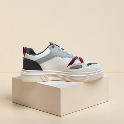 Men’s Premium White Grey Casual Sneakers with Red Accent – 323 Gray