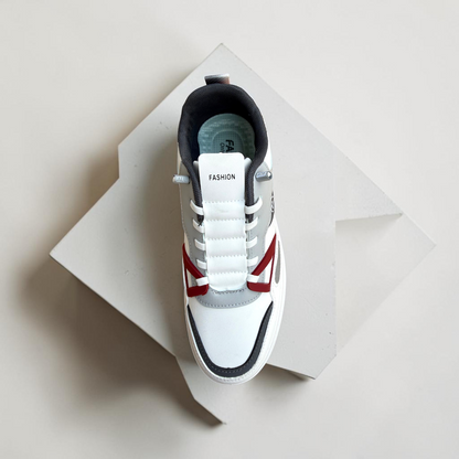 Men’s Premium White Grey Casual Sneakers with Red Accent – 323 Gray