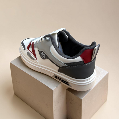 Men’s Premium White Grey Casual Sneakers with Red Accent – 323 Gray