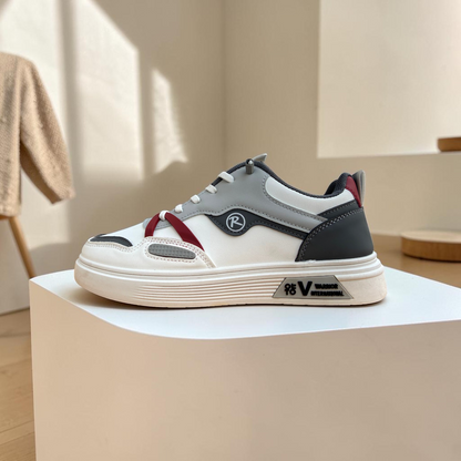Men’s Premium White Grey Casual Sneakers with Red Accent – 323 Gray
