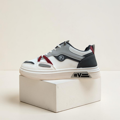 Men’s Premium White Grey Casual Sneakers with Red Accent – 323 Gray