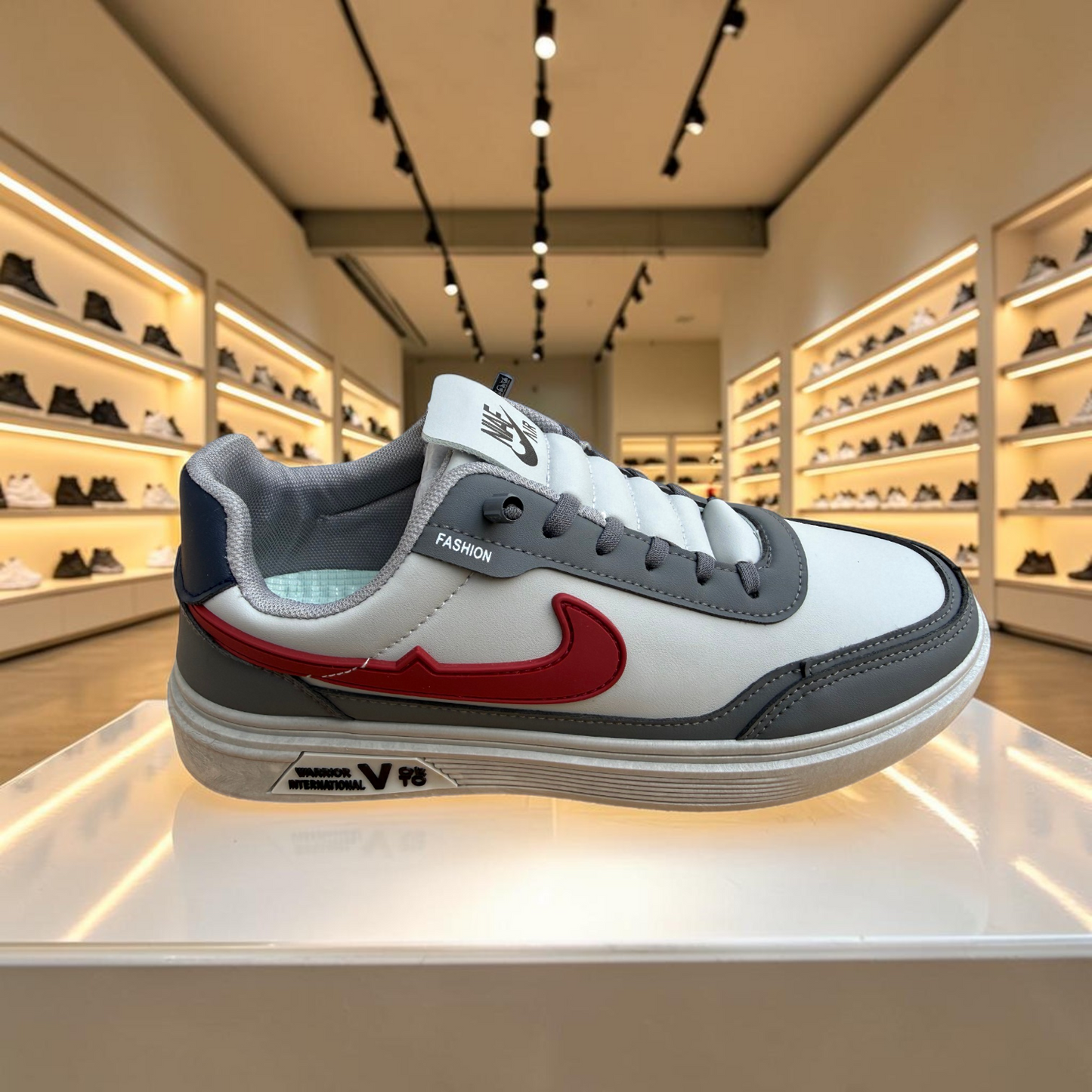 Men’s Premium Grey Casual Sneakers with Red Accent – 326 Gray