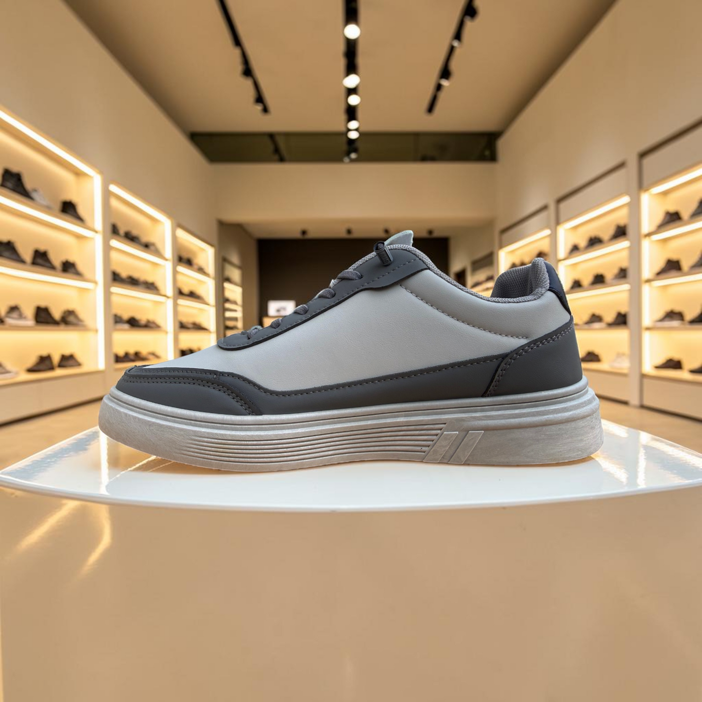 Men’s Premium Grey Casual Sneakers with Red Accent – 326 Gray