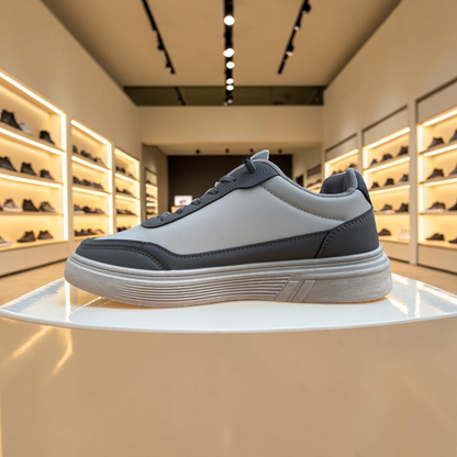 Men’s Premium Grey Casual Sneakers with Red Accent – 326 Gray