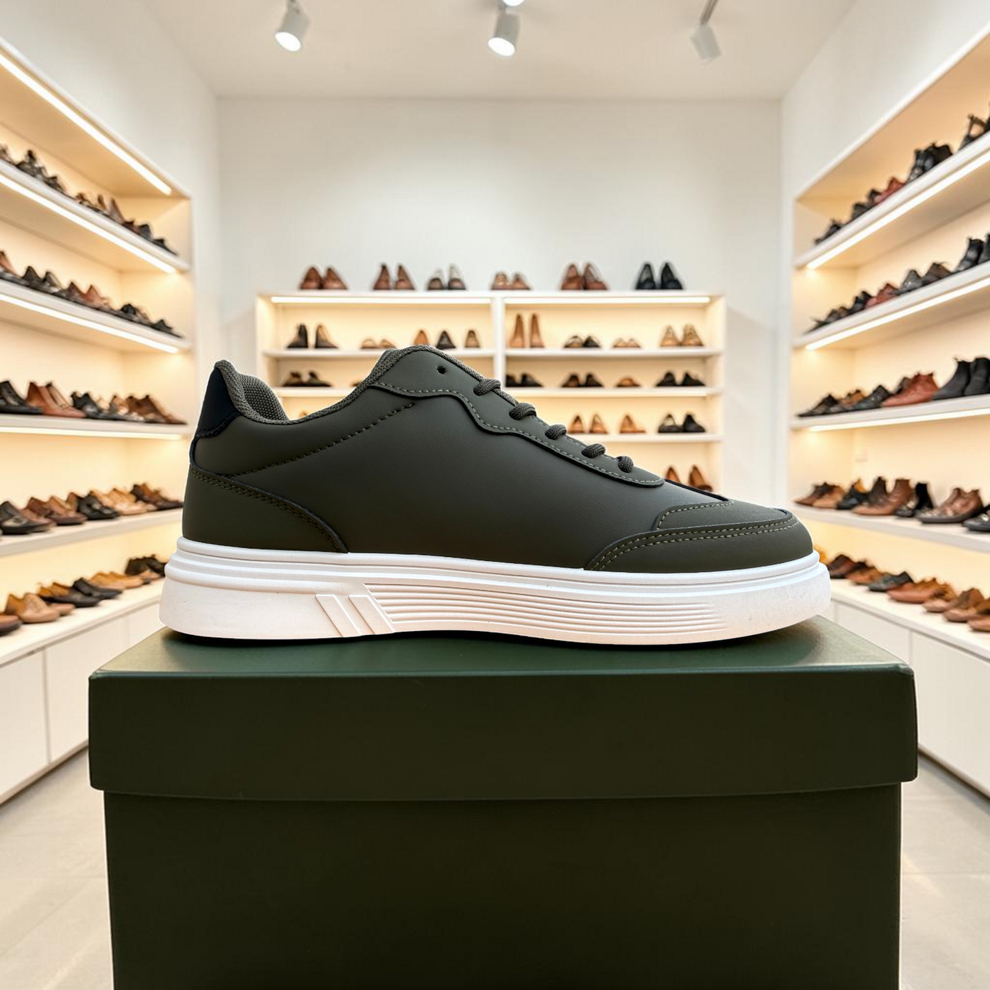 Men’s Premium Army Green Casual Sneakers – 328 Green