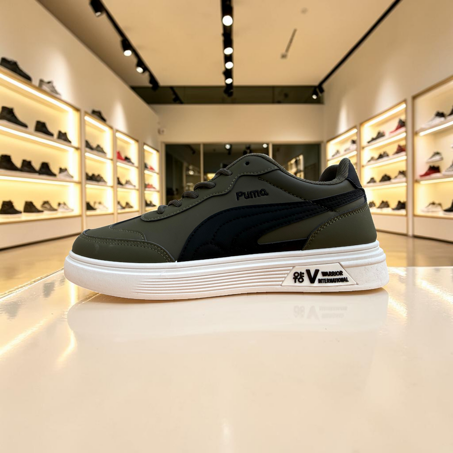 Men’s Premium Army Green Casual Sneakers – 328 Green