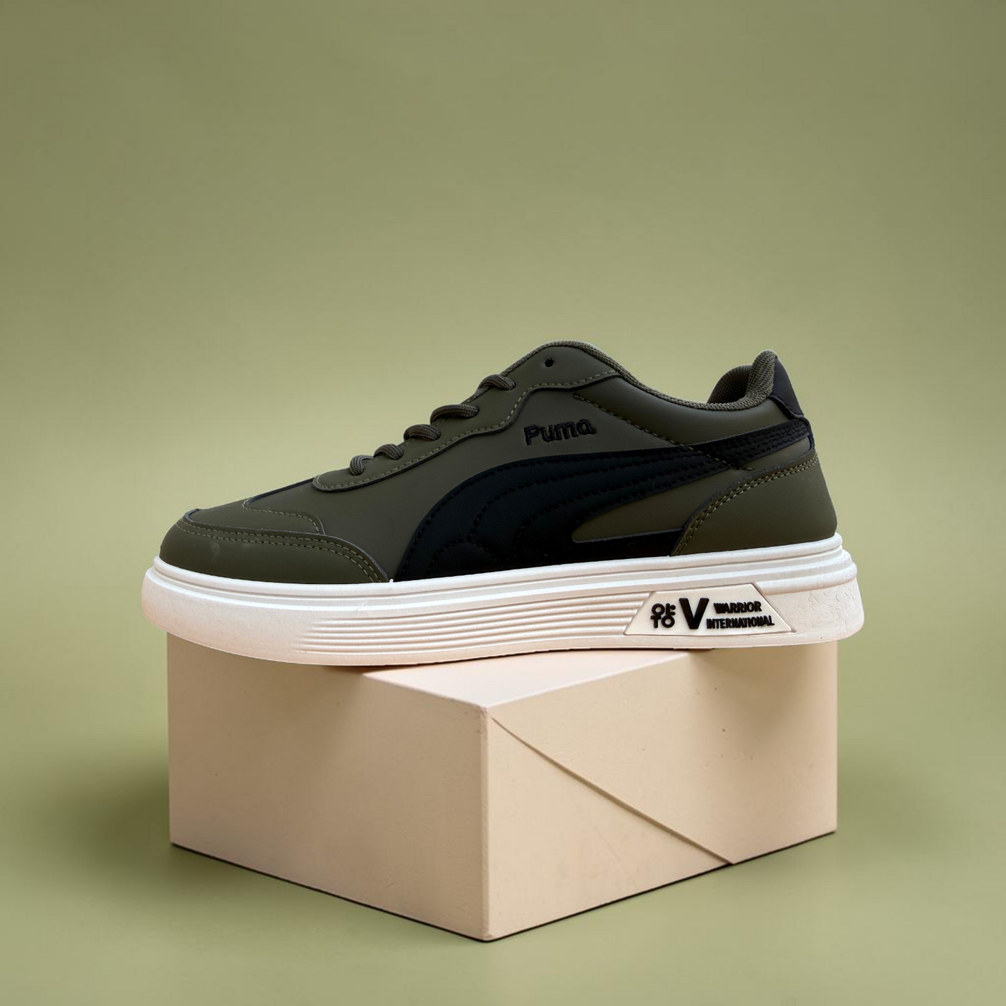 Men’s Premium Army Green Casual Sneakers – 328 Green