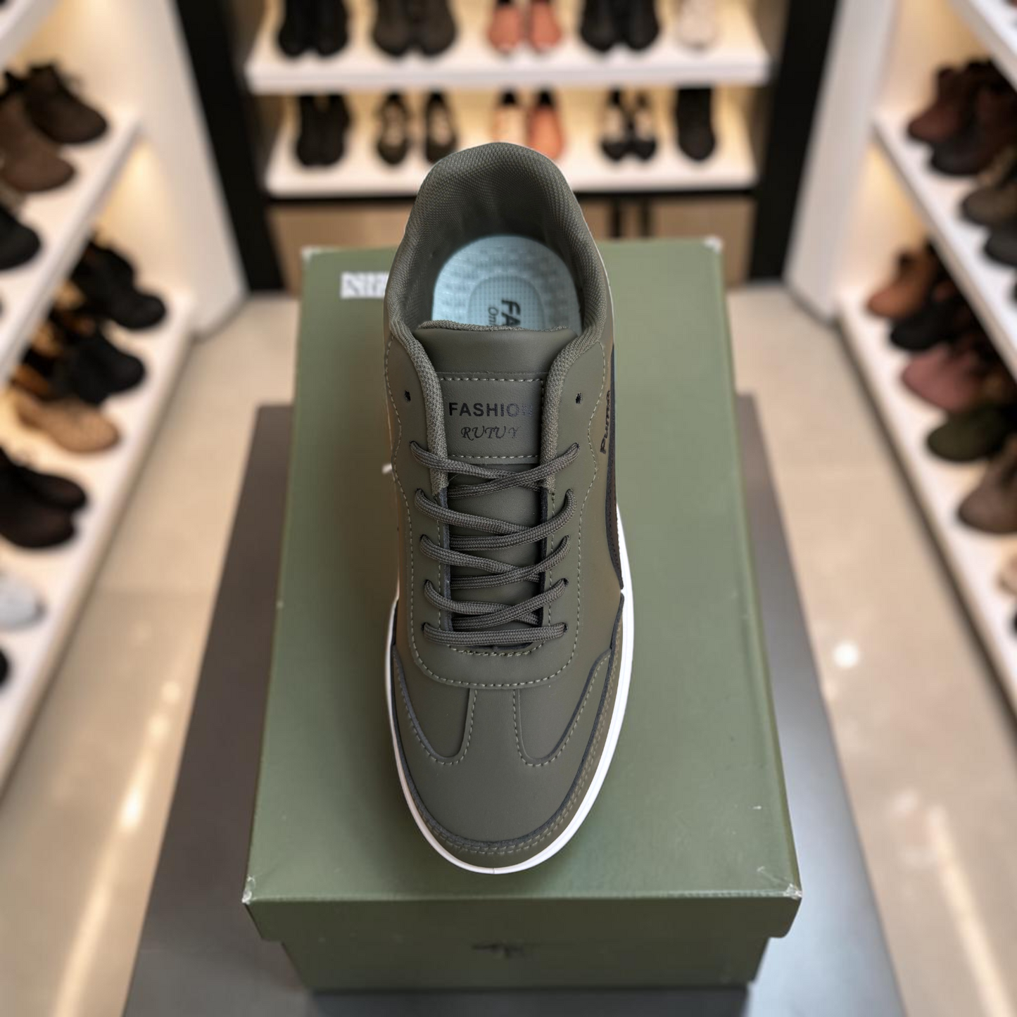 Men’s Premium Army Green Casual Sneakers – 328 Green