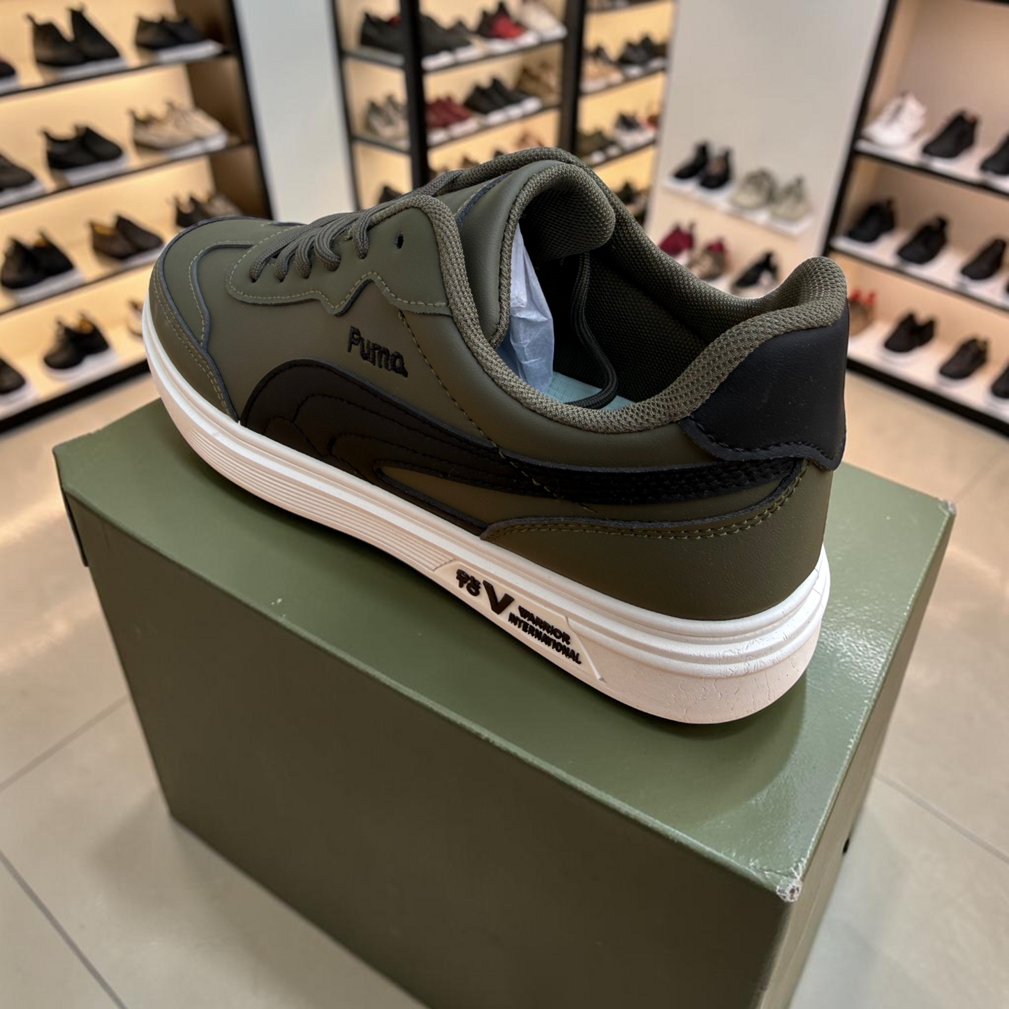 Men’s Premium Army Green Casual Sneakers – 328 Green