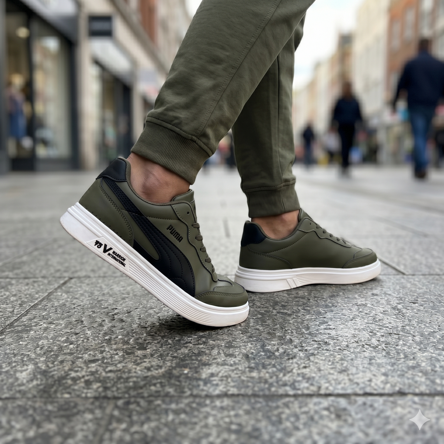 Men’s Premium Army Green Casual Sneakers – 328 Green