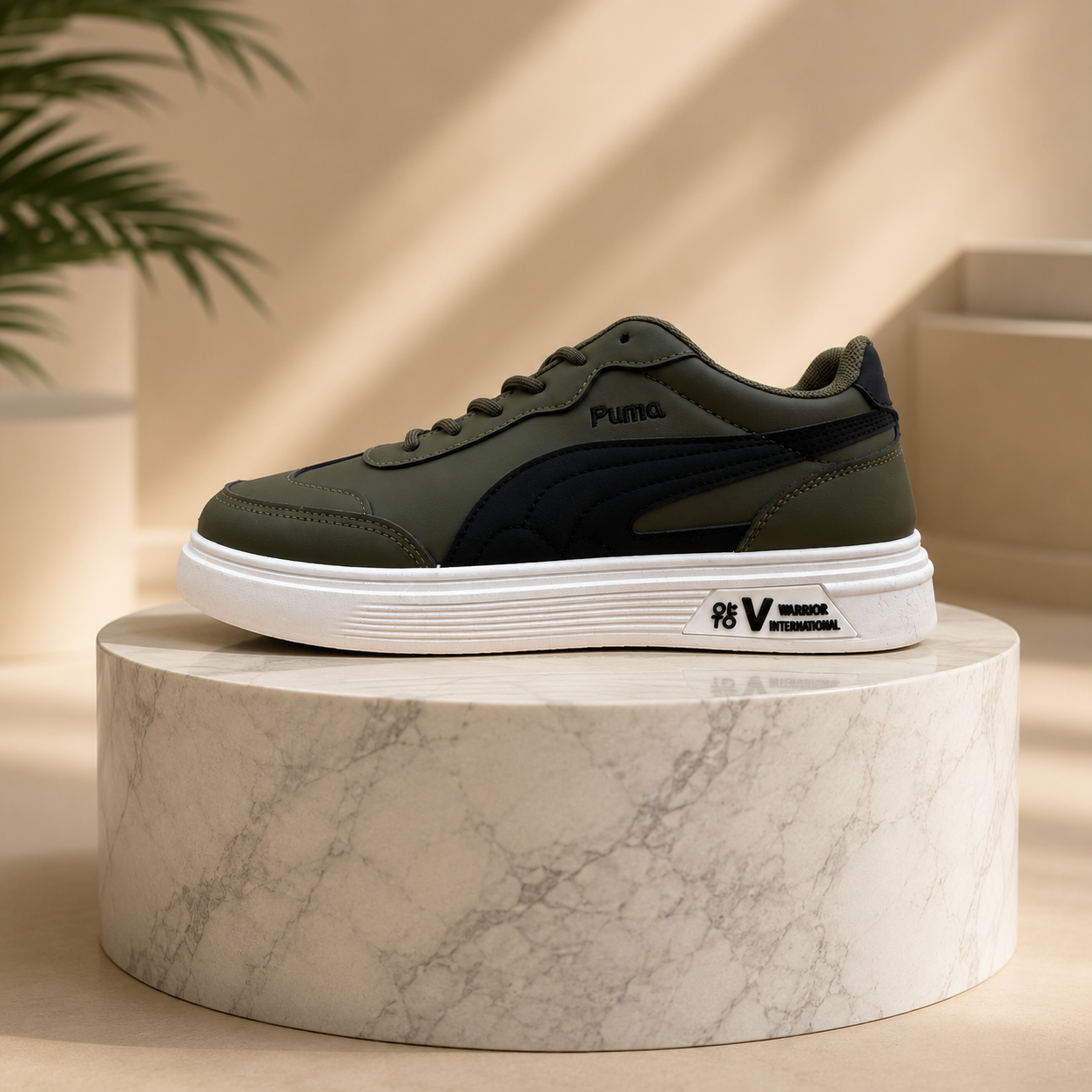 Men’s Premium Army Green Casual Sneakers – 328 Green