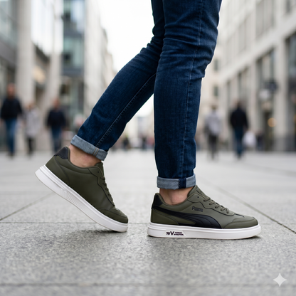Men’s Premium Army Green Casual Sneakers – 328 Green