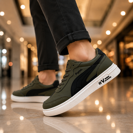 Men’s Premium Army Green Casual Sneakers – 328 Green