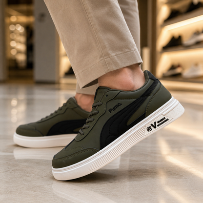 Men’s Premium Army Green Casual Sneakers – 328 Green