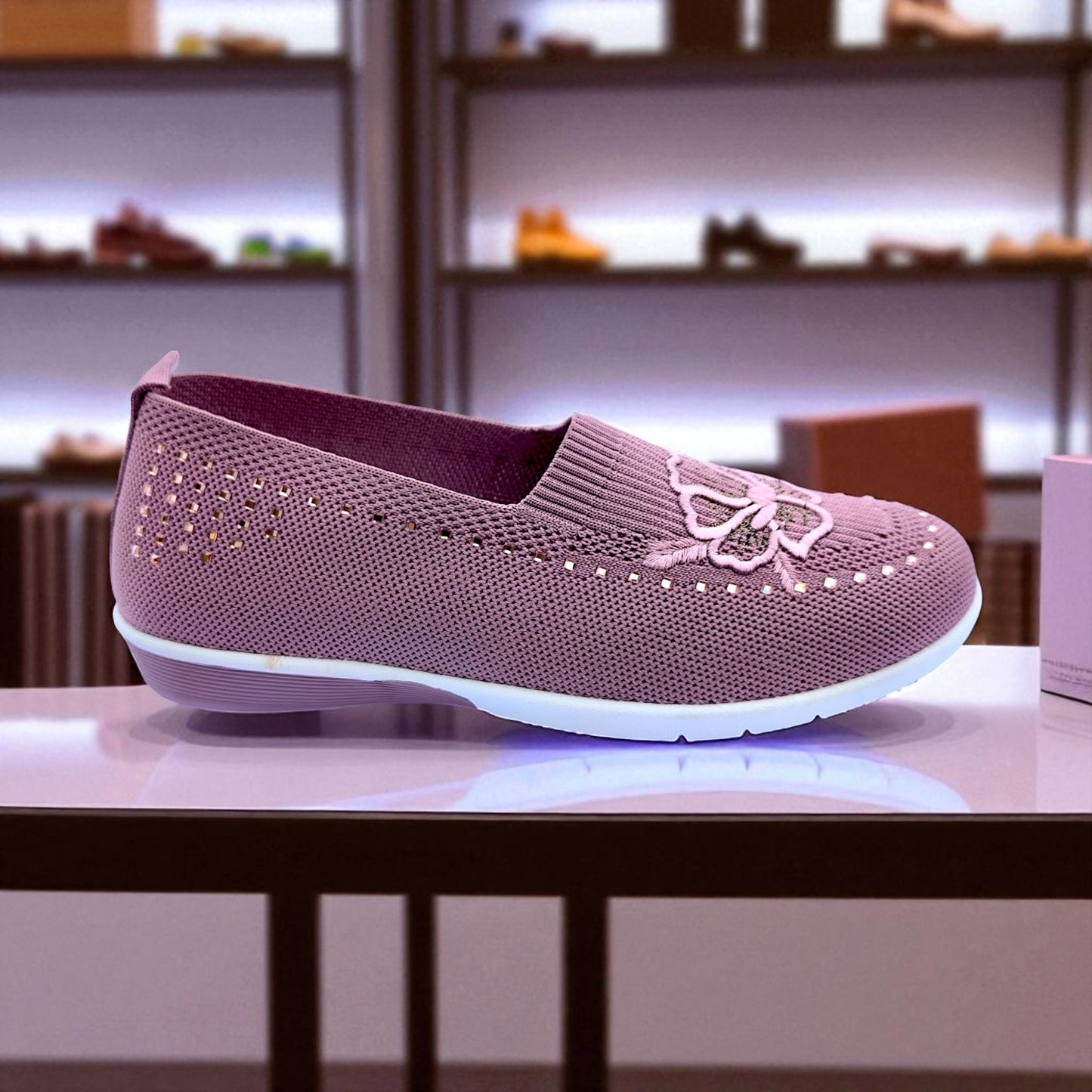 401 - Pink Flower Comfort Loafer For Girls