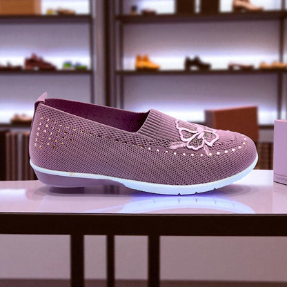 401 - Pink Flower Comfort Loafer For Girls