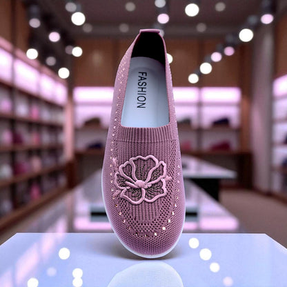 401 - Pink Flower Comfort Loafer For Girls