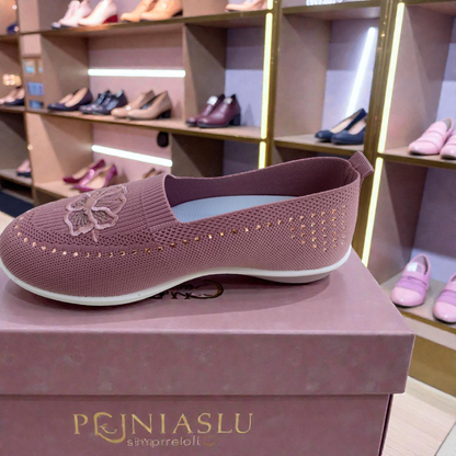 401 - Pink Flower Comfort Loafer For Girls