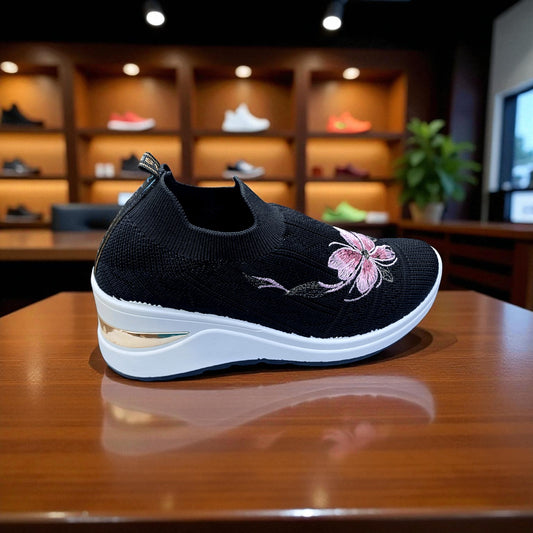 404 - Black Knit High Loafer For Girls