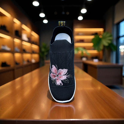 404 - Black Knit High Loafer For Girls