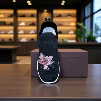 404 - Black Knit High Loafer For Girls