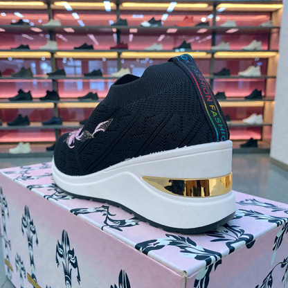 404 - Black Knit High Loafer For Girls